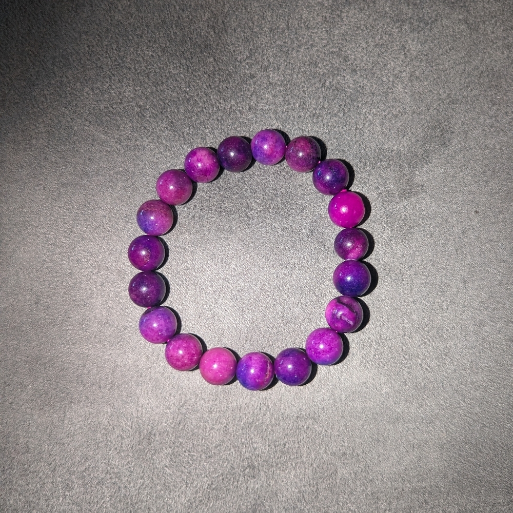 10mm Pink-Purple Agate Bracelet - Picture 3 of 4